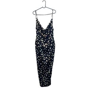 Women's Pretty Little Thing Leopard Print Satin Cowl Neck Maxi Dress Size 10